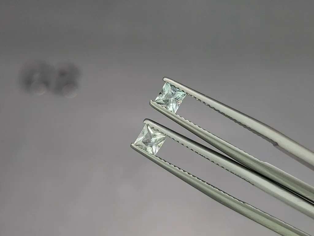 Set of aquamarines princess cut 1.19 carats, Madagascar Image №4