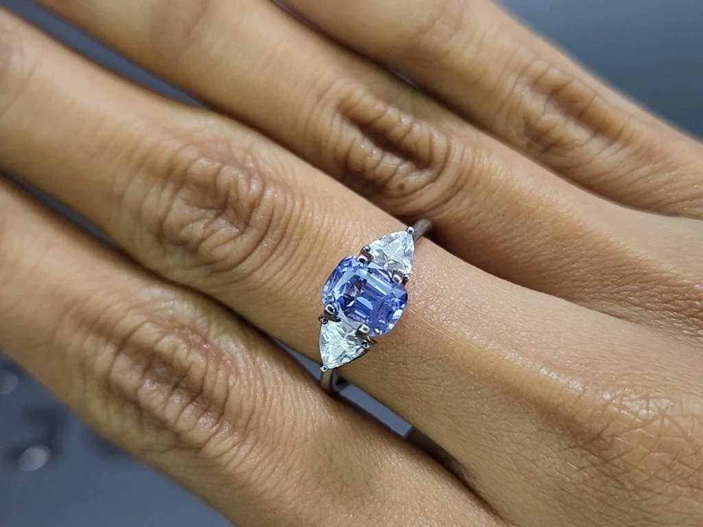 Unheated sapphire violetish blue cushion cut 2.02 carats, Sri Lanka Image №5