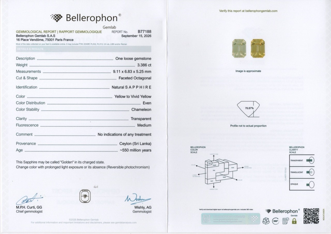 Pair unheated Golden Yellow sapphires octagon cut 6.40 carats, Sri Lanka Image №9