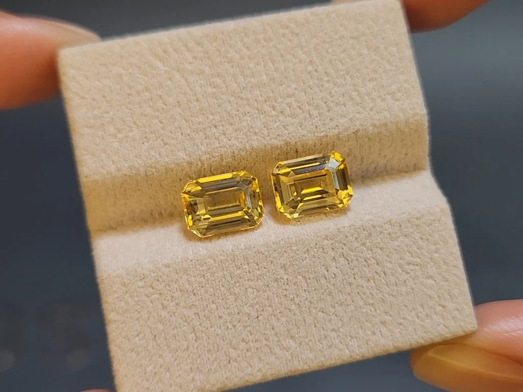 Pair unheated Golden Yellow sapphires octagon cut 6.40 carats, Sri Lanka Image №7