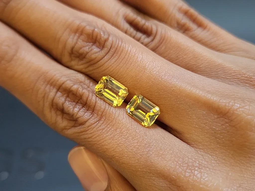Pair unheated Golden Yellow sapphires octagon cut 6.40 carats, Sri Lanka Image №3