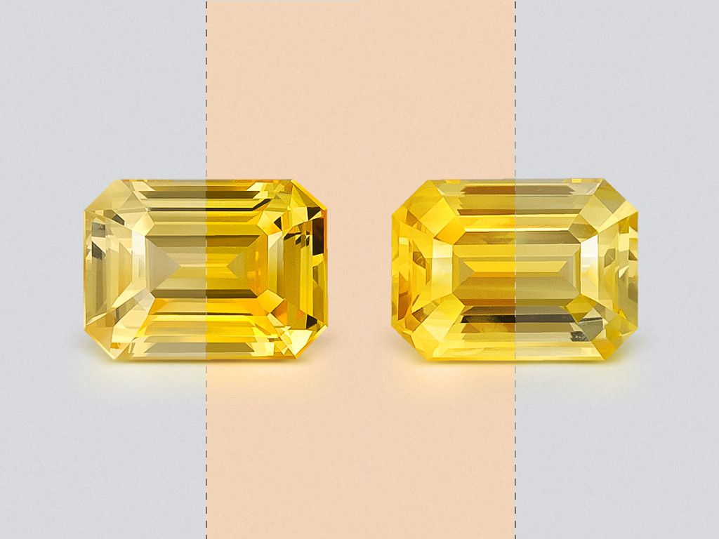 Pair unheated Golden Yellow sapphires octagon cut 6.40 carats, Sri Lanka Image №1