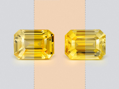 Pair unheated Golden Yellow sapphires octagon cut 6.40 carats, Sri Lanka photo