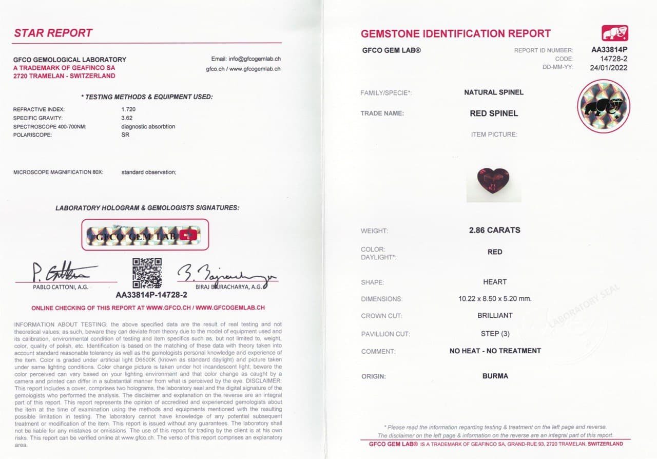 Red spinel in heart shape 2.86 ct, Burma Image №5