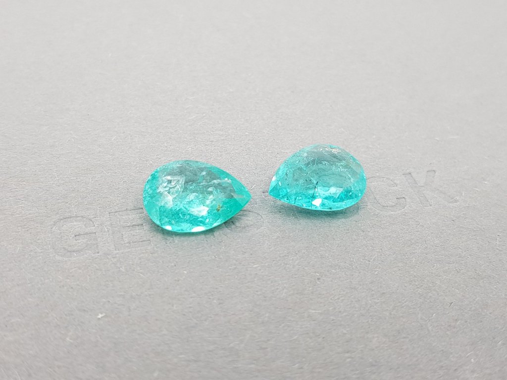 Pair of Paraiba pear cut tourmalines 6.74 ct, Mozambique Image №2