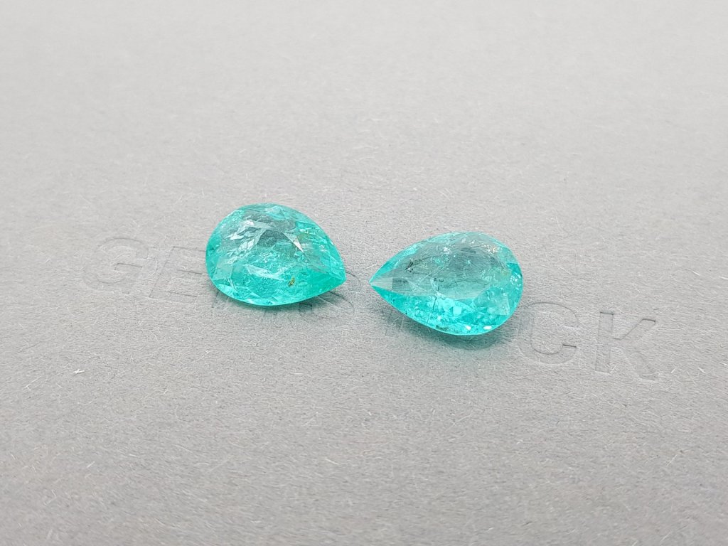 Pair of Paraiba pear cut tourmalines 6.74 ct, Mozambique Image №3