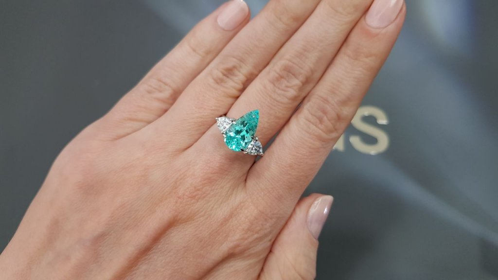 Mozambique Paraiba tourmaline in pear cut 3.60 carats Image №4