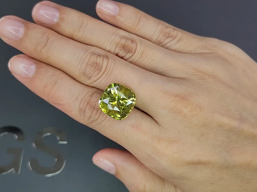 Rare golden chrysoberyl in cushion cut 15.82 carats Image №2