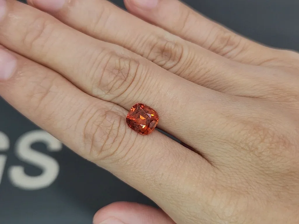 Spessartine Vivid orange cushion cut 2.95 carats, Africa Image №2
