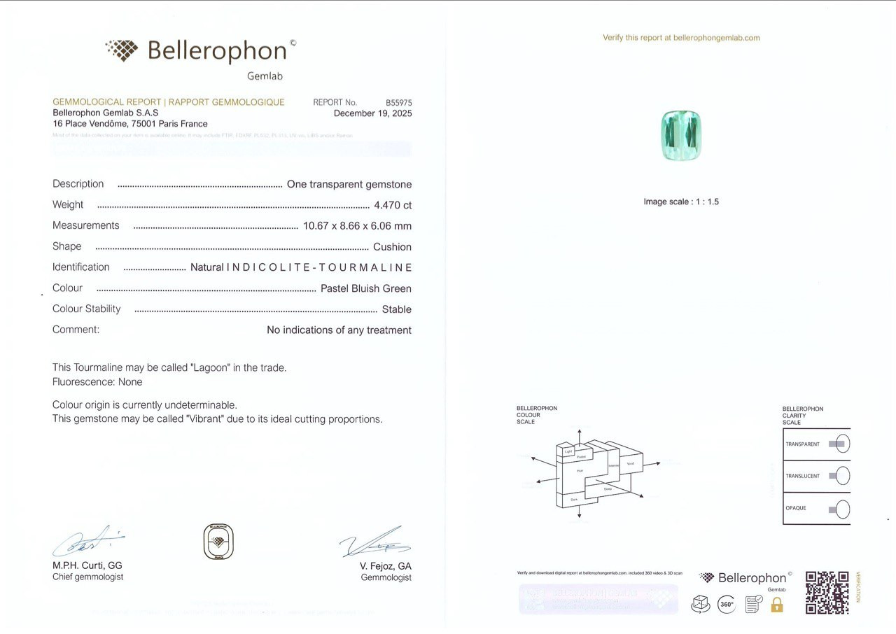 Vibrant Lagoon tourmaline in cushion cut 4.47 carats, Afghanistan Image №6