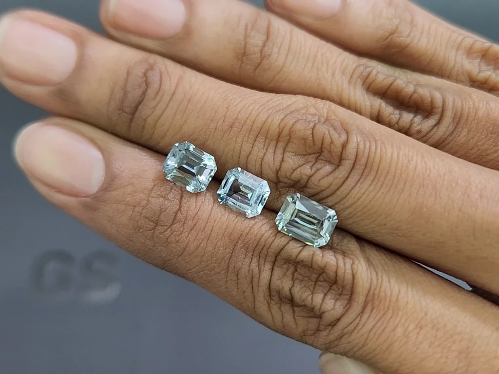 Set aquamarine octagon cut 3.81 carats, Madagascar Image №2