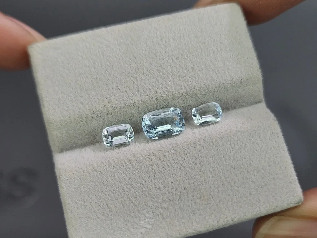 Set of aquamarines cushion cut 1.84 carats, Madagascar Image №5