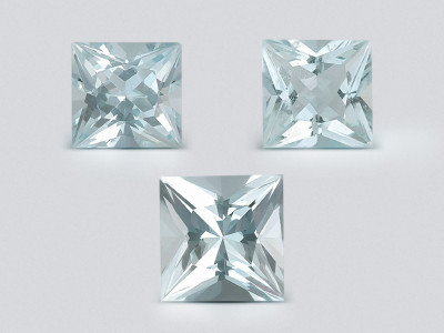 Set of aquamarines princess cut 0.70 carats, Madagascar photo