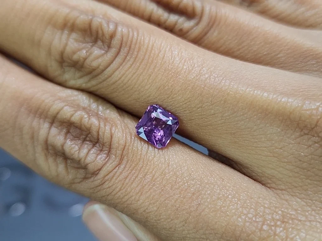 Unheated purple sapphire radiant cut 1,59 carats, Madagascar Image №2