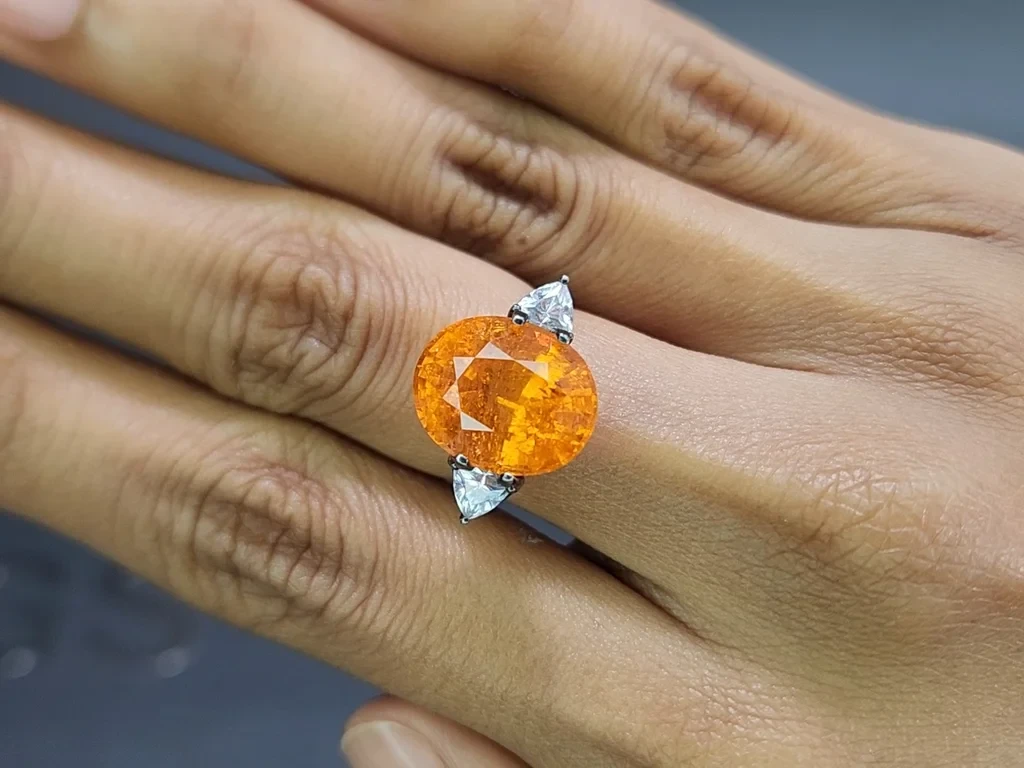 Spessartine garnet in rare Fanta color oval cut 10.51 carats,Tanzania Image №5