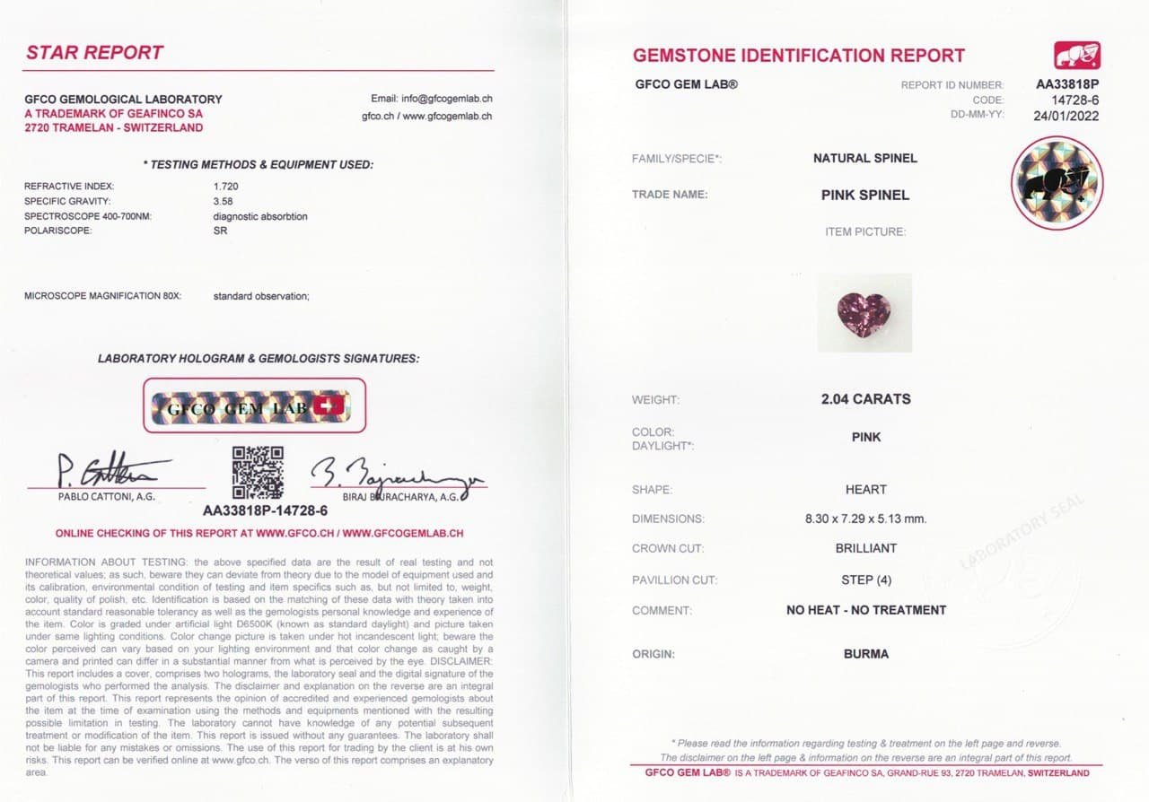 Purple-pink heart cut spinel 2.04 ct, Burma Image №5