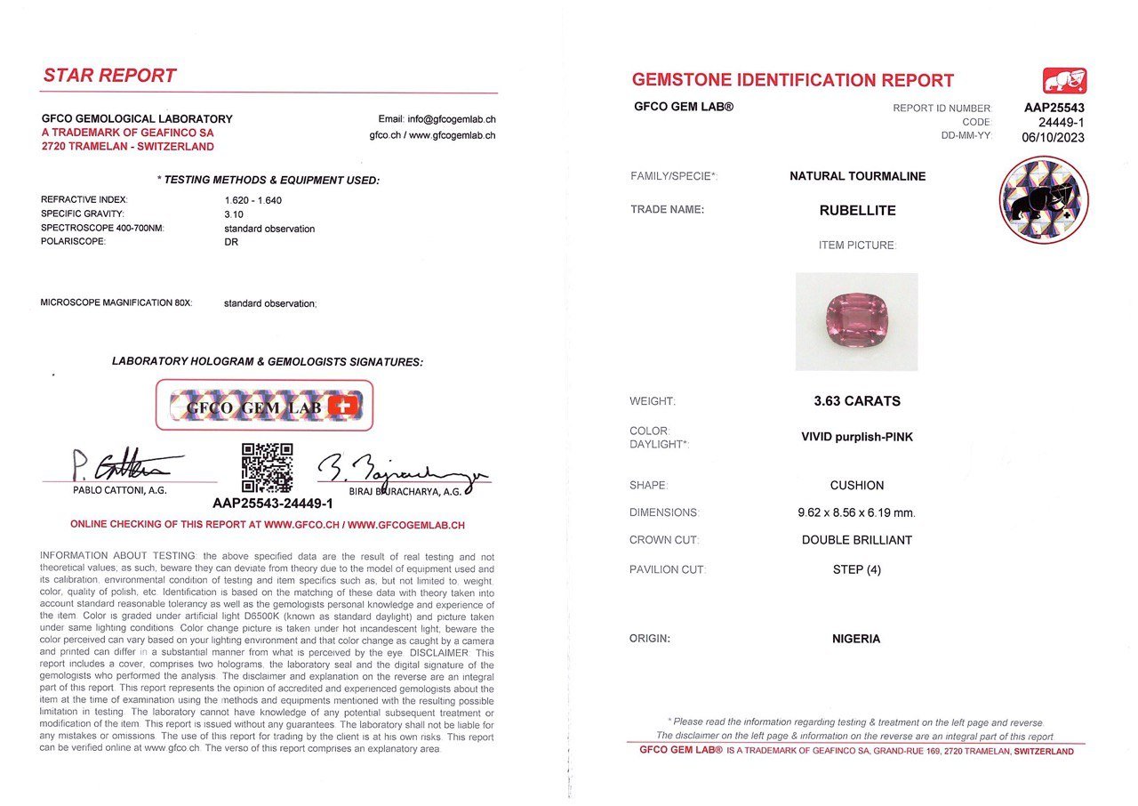 Vivid red-pink rubellite in cushion cut 3.63 ct, Nigeria Image №4