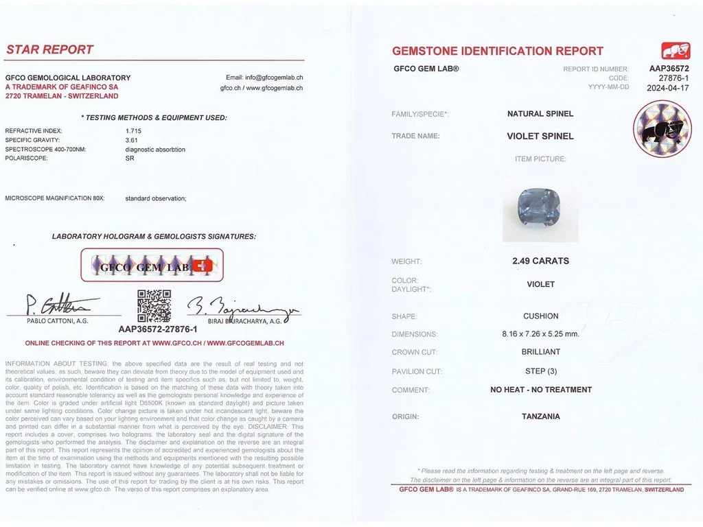 2.49ct Cushion Cut Violet Spinel, Tanzania Image №6