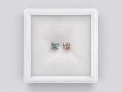 Pair of unheated contrast cushion cut sapphires 1 carat, Madagascar photo