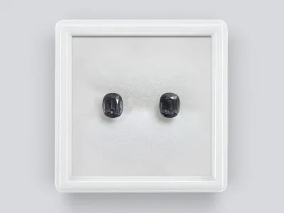 Pair of gray cushion-cut spinels 1.39 carats, Burma photo