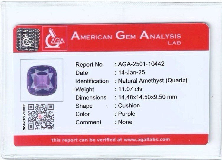 Amethyst cushion cut 11.07 carats, Brazil  Image №5