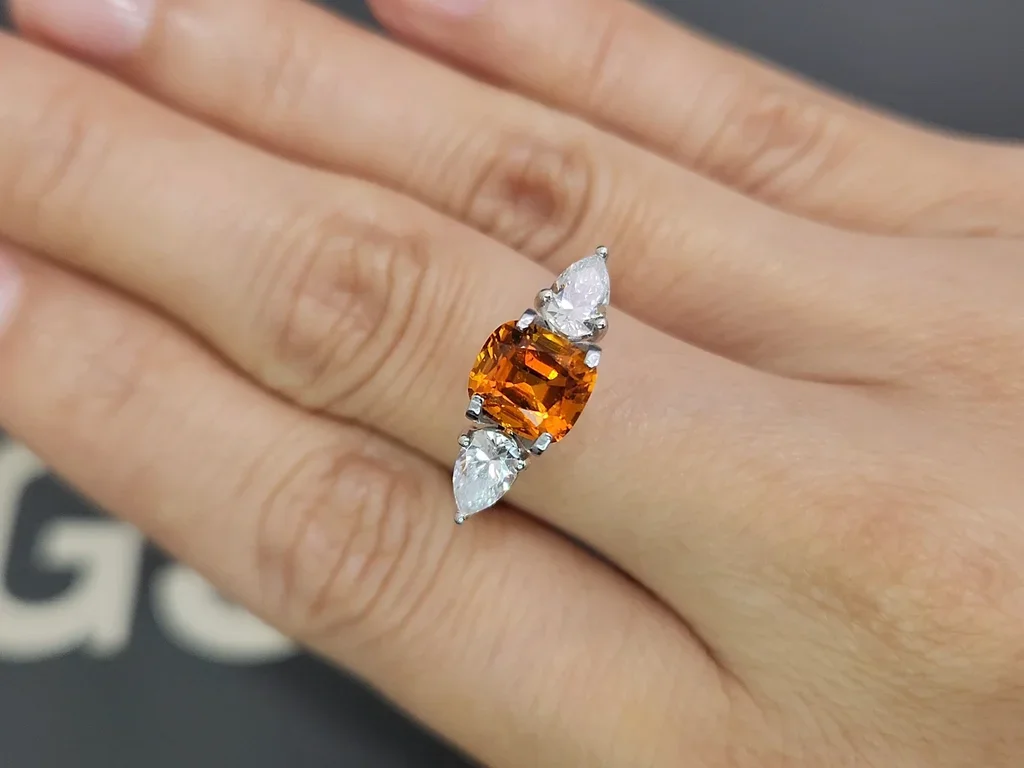 Vivid orange clinohumite in cushion cut 1.63 carats, Afghanistan Image №5