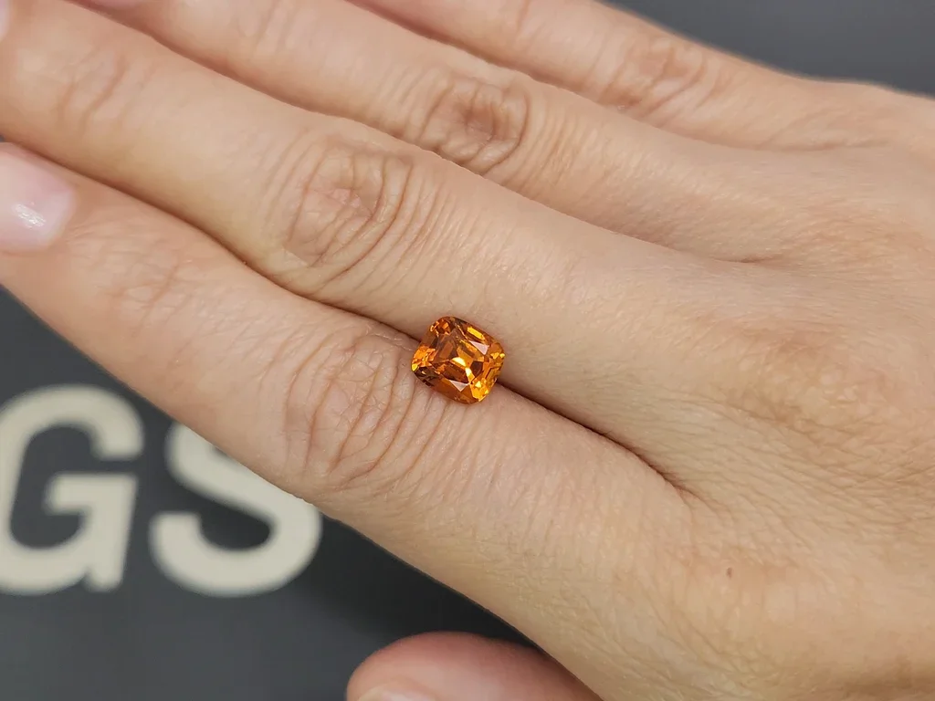 Vivid orange clinohumite in cushion cut 1.63 carats, Afghanistan Image №2