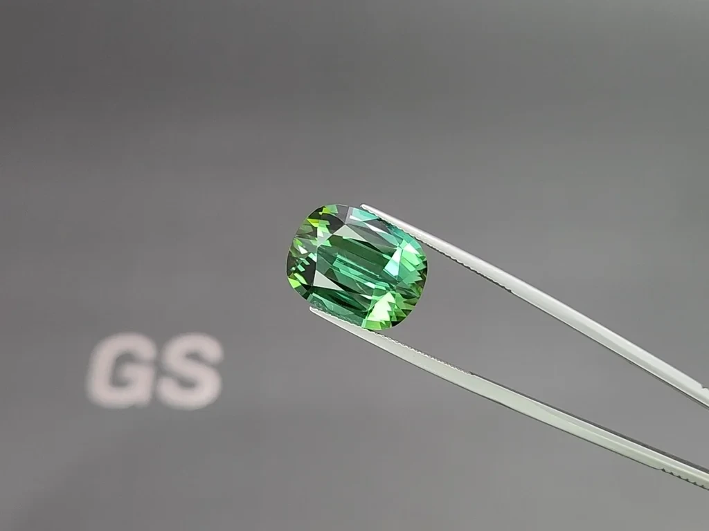 Large green tourmaline cushion cut 13.51 carats, Africa Image №3