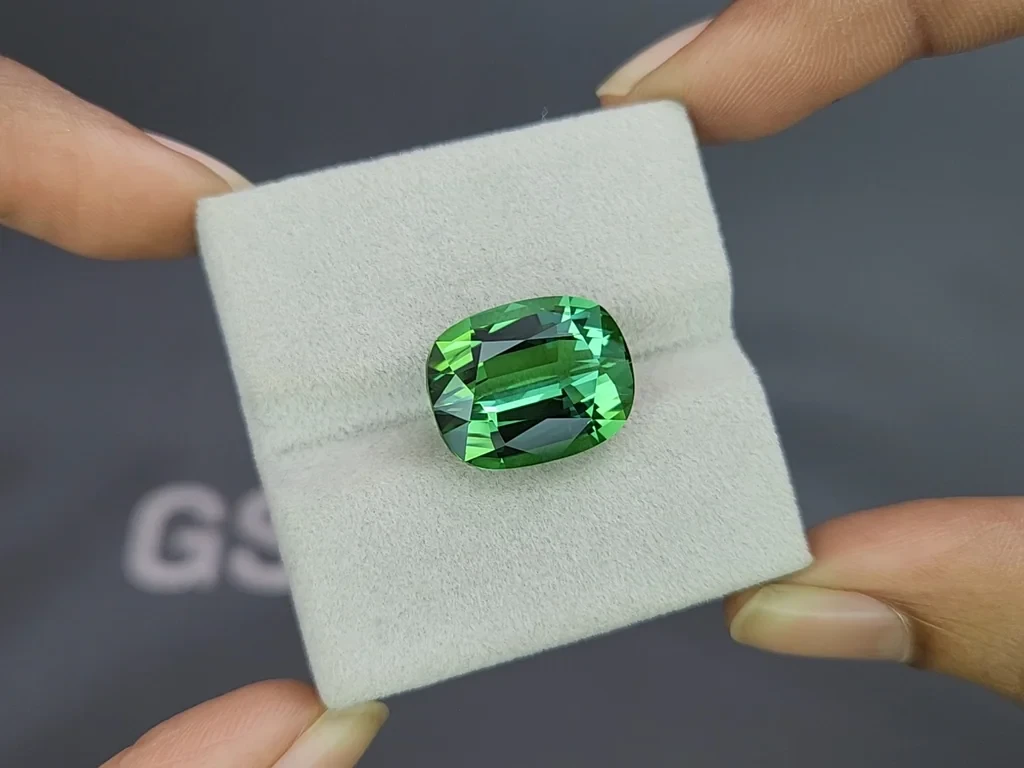 Large green tourmaline cushion cut 13.51 carats, Africa Image №4