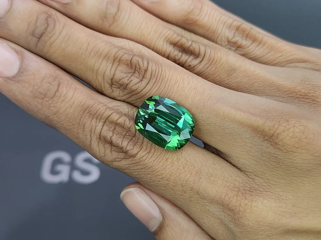 Large green tourmaline cushion cut 13.51 carats, Africa Image №2