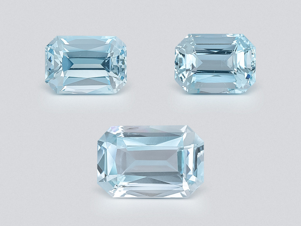 Set of aquamarines octagon cut 3.54 carats, Madagascar Image №1