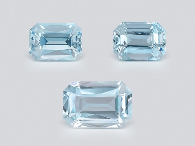 Set of aquamarines octagon cut 3.54 carats, Madagascar photo