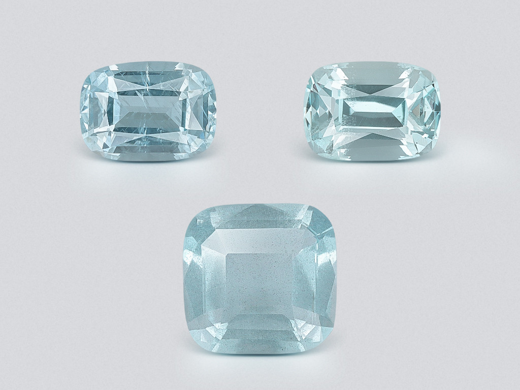 Set of aquamarines cushion cut 4.39 carats, Madagascar Image №1