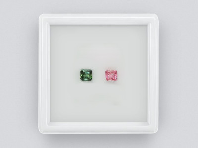 A contrasting pair of radiant-cut tourmalines, 0.65 carats, Afghanistan photo