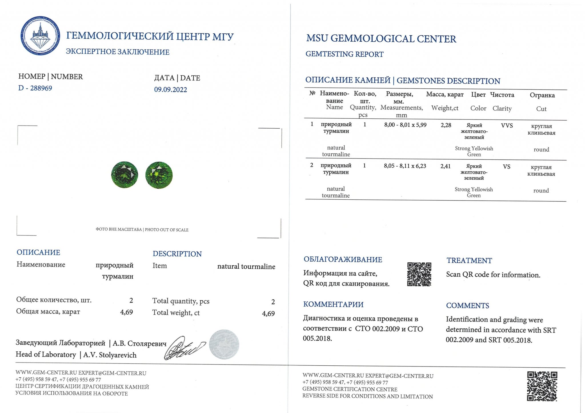 Pair of green tourmalines 4.69 ct, Afghanistan Image №4