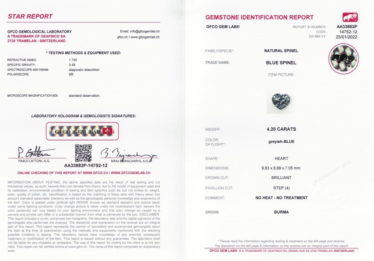 Burmese blue-grey heart cut spinel 4.20 ct Image №5