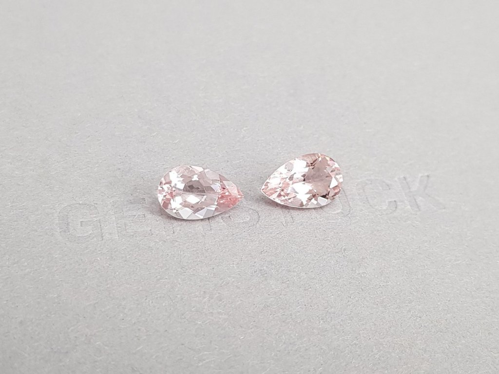 Set of pink morganites in pear cut 3.69 ct, Africa Image №2