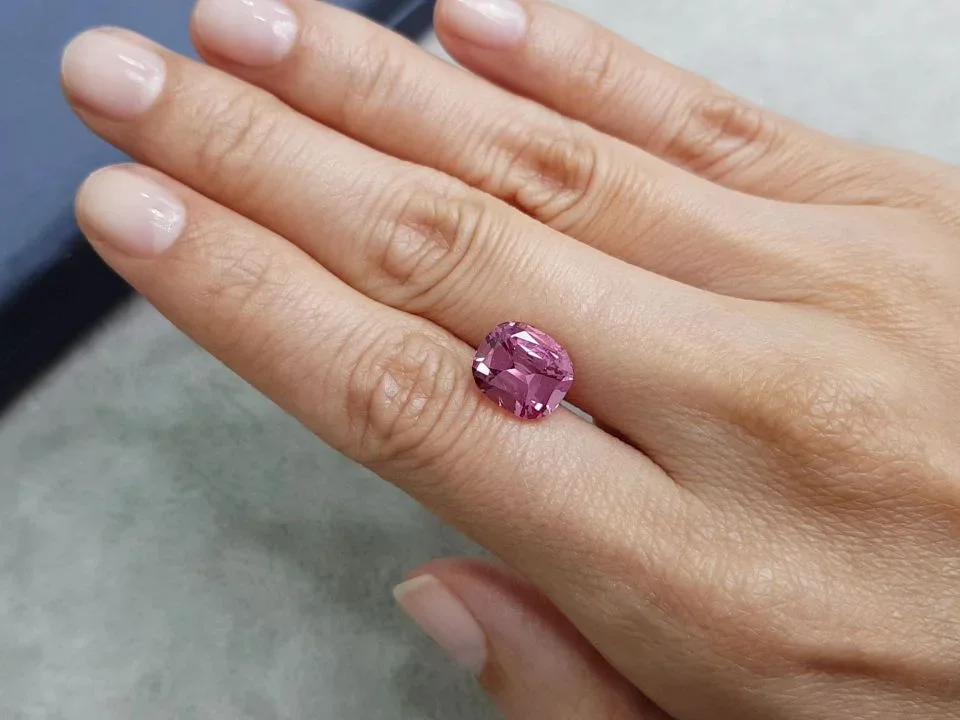 Rare vivid pink spinel from Tajikistan in cushion cut 5.12 ct Image №2