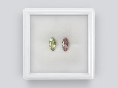 Pair of contrasting unheated marquise cut sapphires  1.09 carats, Madagascar photo