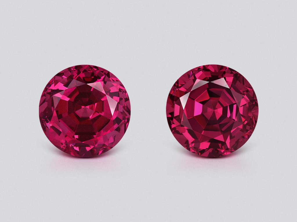 Pair of purple rhodolite round cut 7.18 carats, Tanzania Image №1