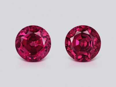 Pair of purple rhodolite round cut 7.18 carats, Tanzania photo