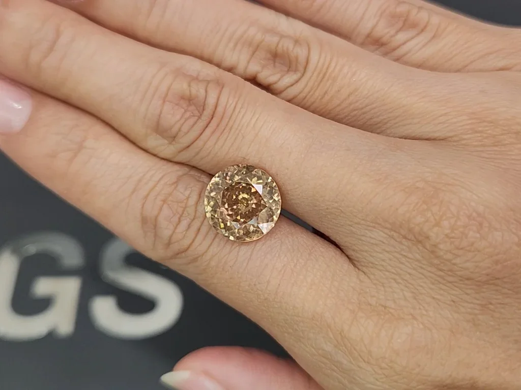 Brown zircon round cut 10.24 carats, Tanzania Image №2
