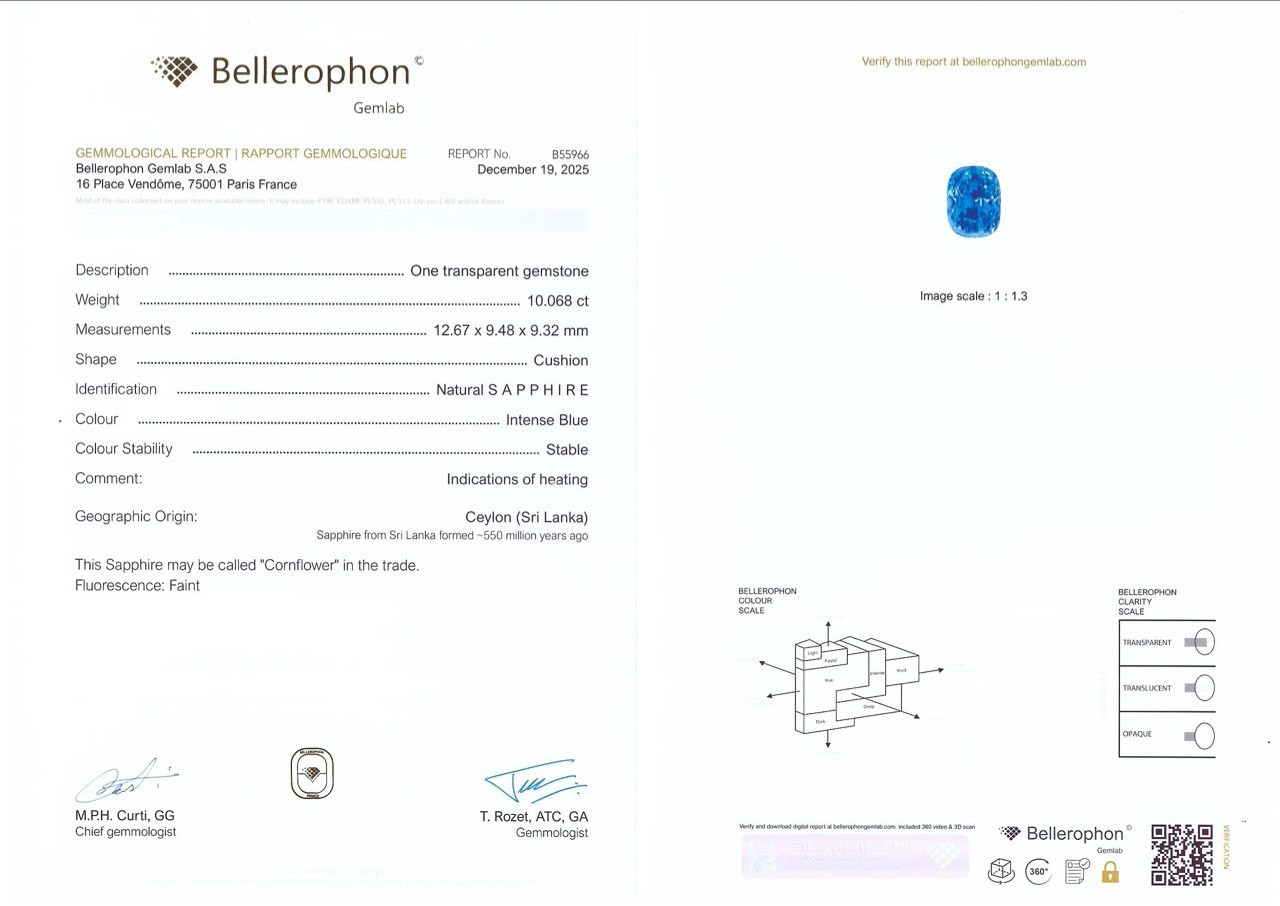 Cornflower Blue Sapphire in cushion cut 10.07 carats, Sri Lanka Image №6