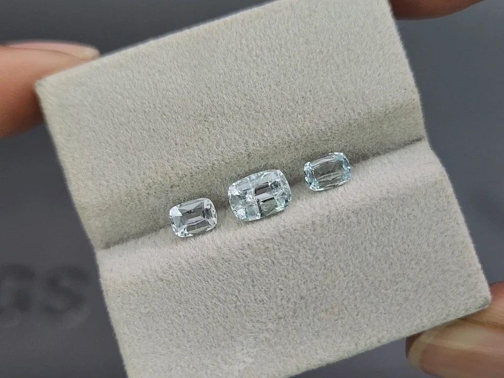 Set of aquamarines cushion cut 1.49 carats, Madagascar Image №5