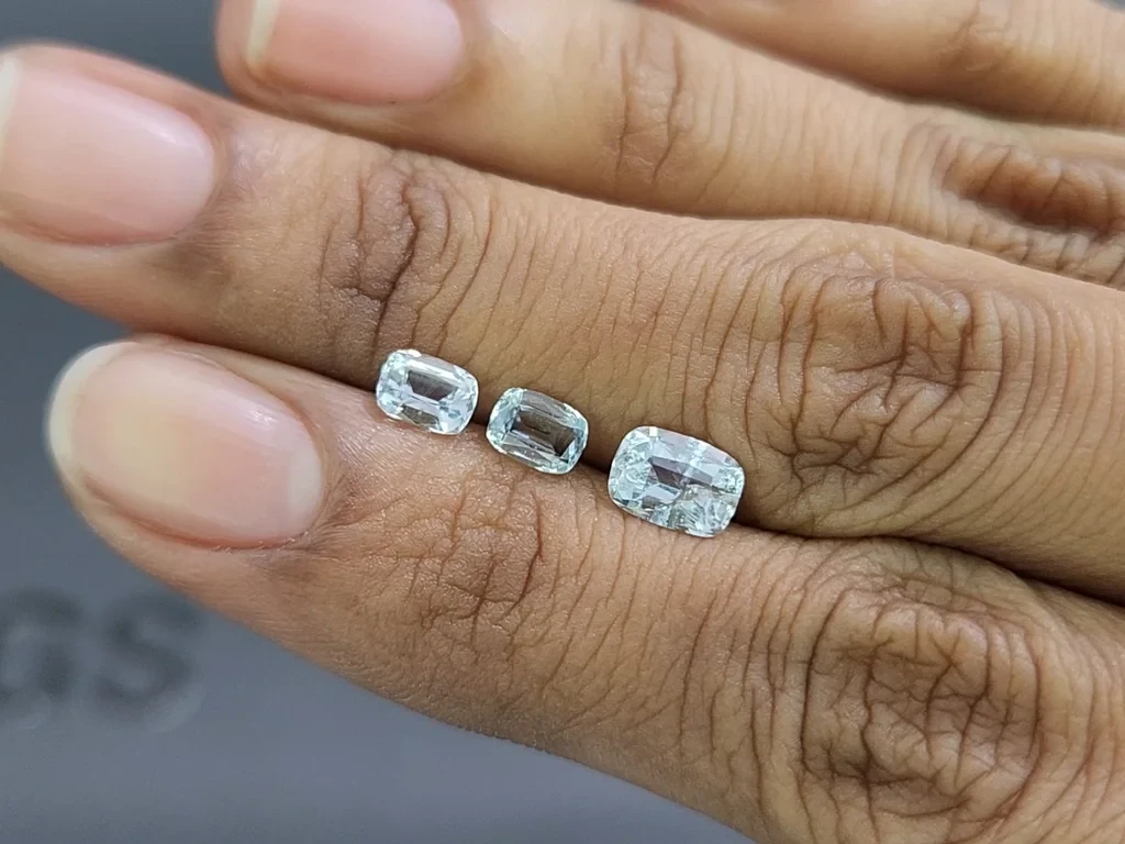 Set of aquamarines cushion cut 1.49 carats, Madagascar Image №2
