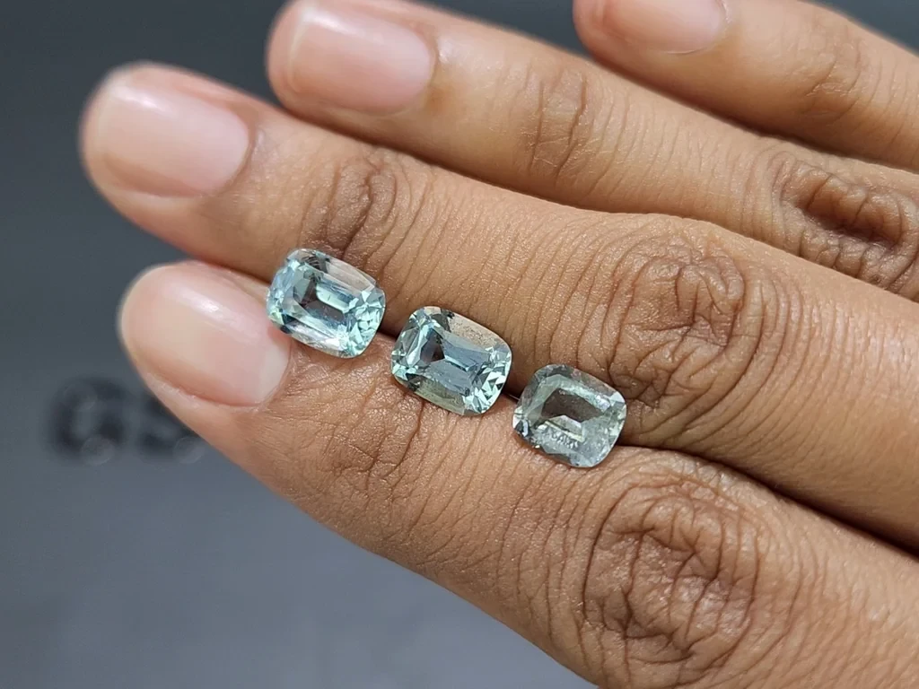 Set of aquamarines cushion cut 5.43 carats, Madagascar Image №2