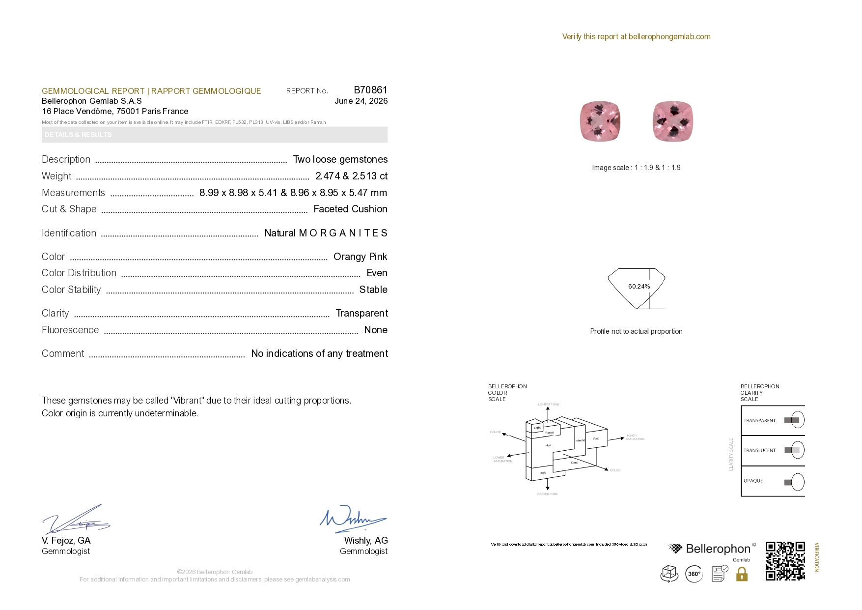 Pair of pink morganites cushion cut 4.99 carats, Africa Image №8
