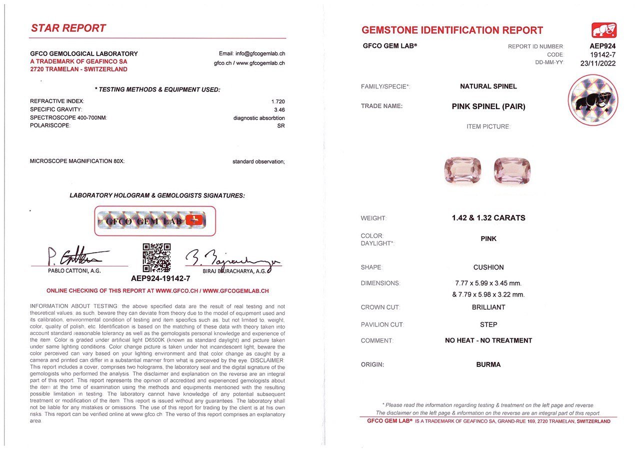 Pair of purple-pink Burmese spinels 2.74 ct Image №5