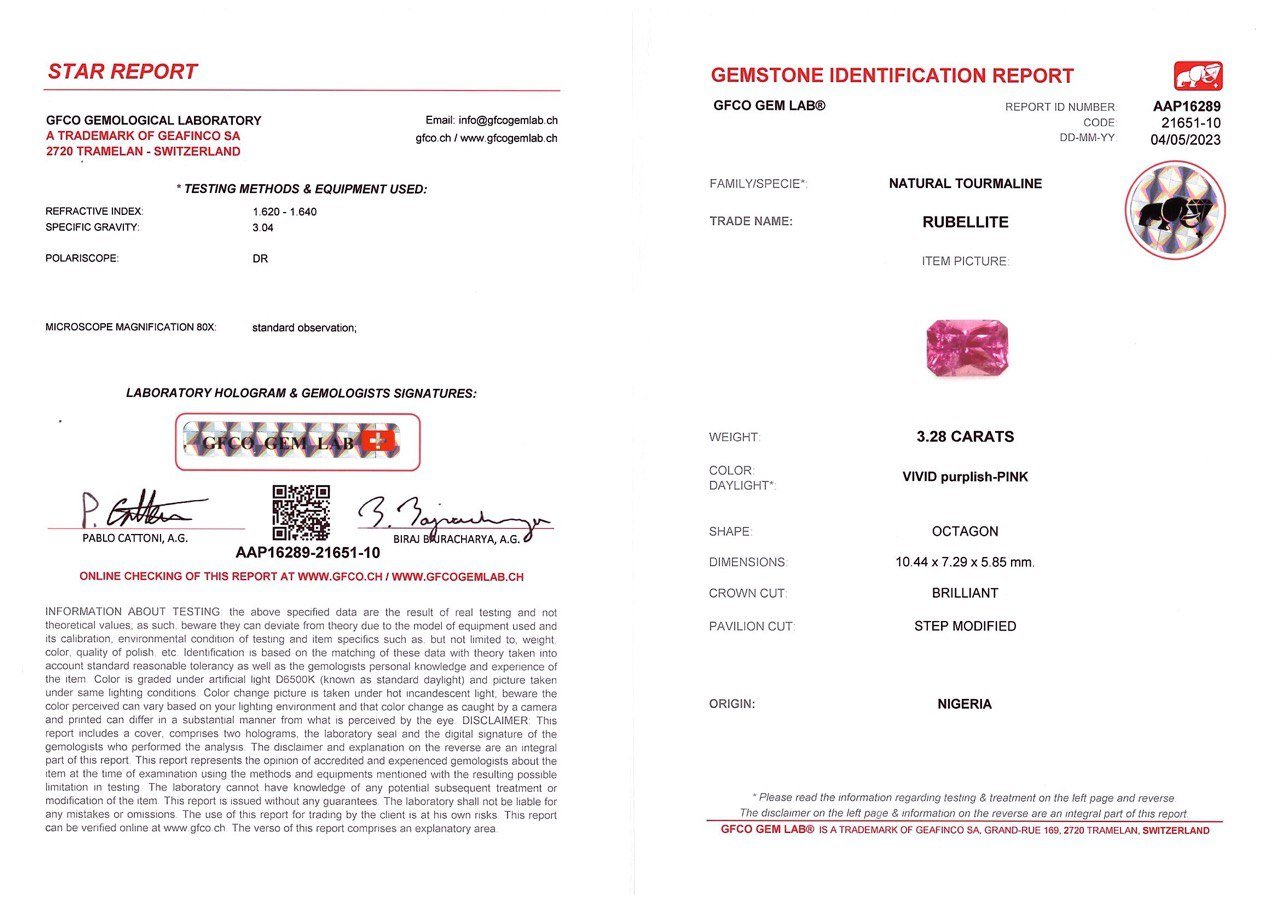 Rare hot pink radiant cut rubellite 3.28 ct, Nigeria Image №4