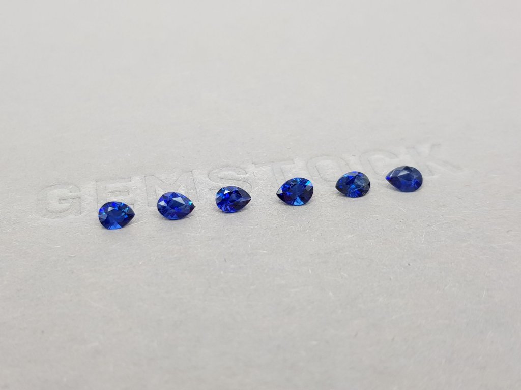 Lot of pear cut blue sapphires 1.04 ct, Sri Lanka Image №2